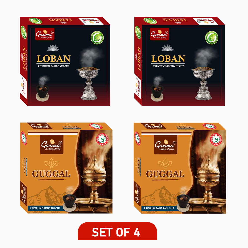 Mix Sambrani Cups – Guggal, Loban, Kapoor – Set of 4